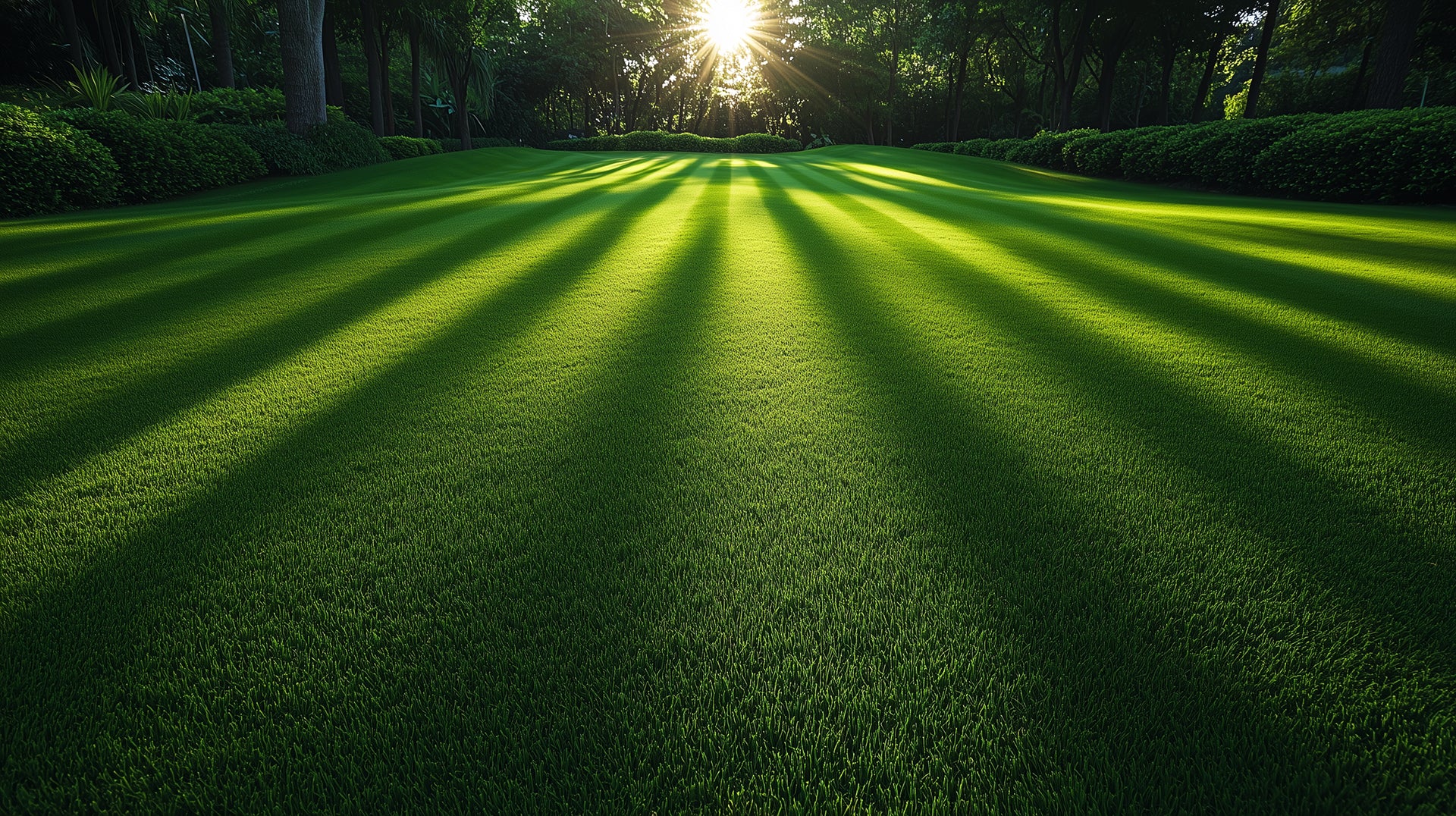 A lush, perfectly striped green lawn